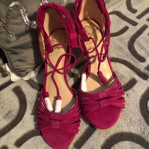 Vince Camuto Magenta Suede Strap heels